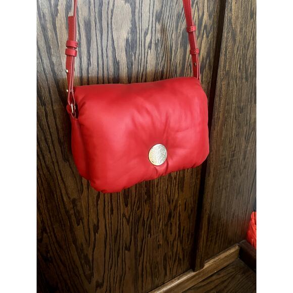 Vince Camuto Genuine Smooth Lamb Leather Bag/Purse Fire Red - Picture 1 of 12